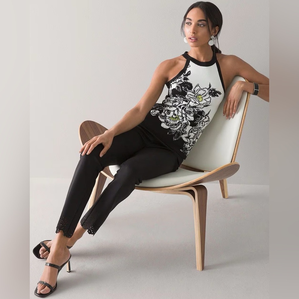 White House Black Market High rise laser-cut hem straight ankle pants